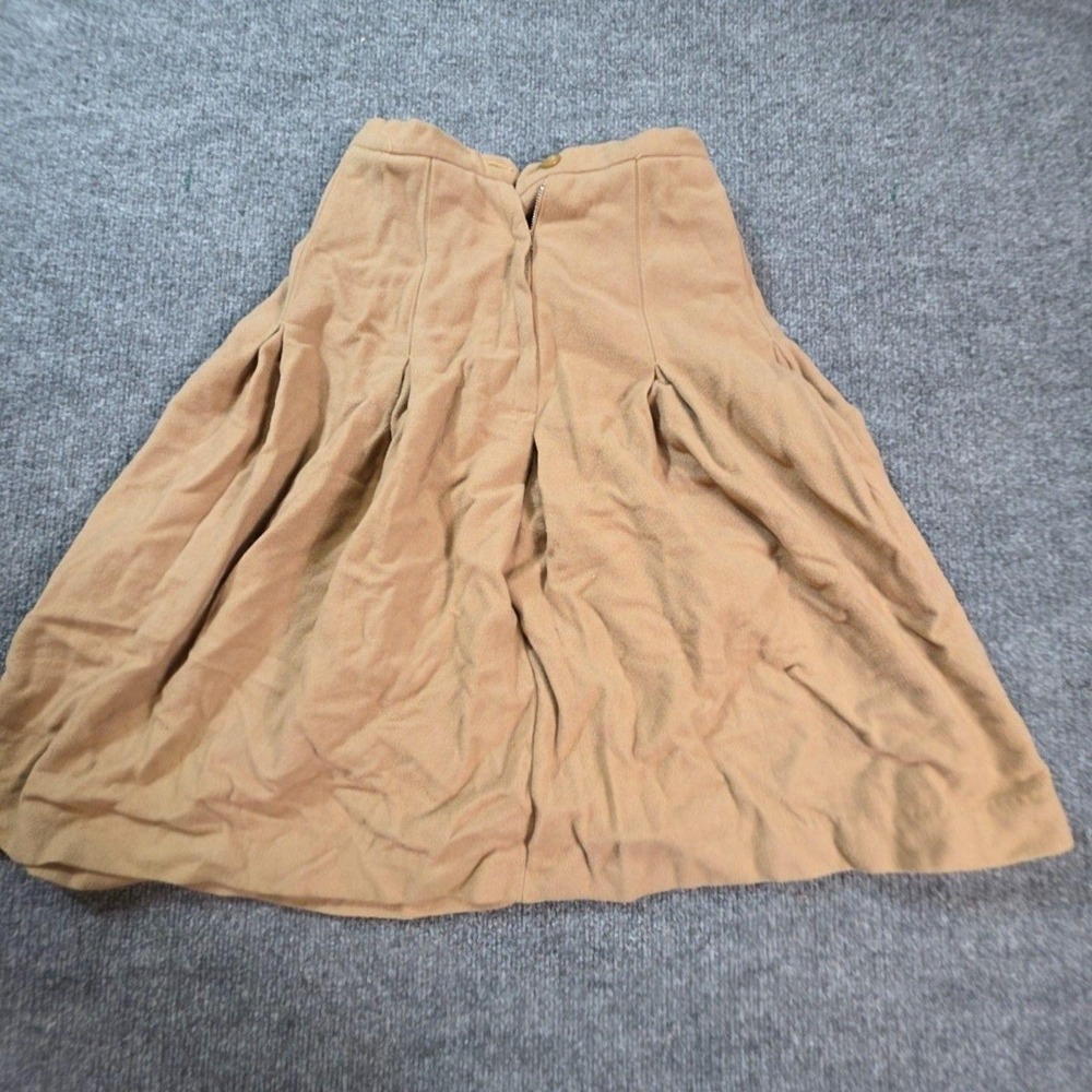 Vintage Personal Skirt Womens Small Brown Wool Pleated Full Knee Length USA
